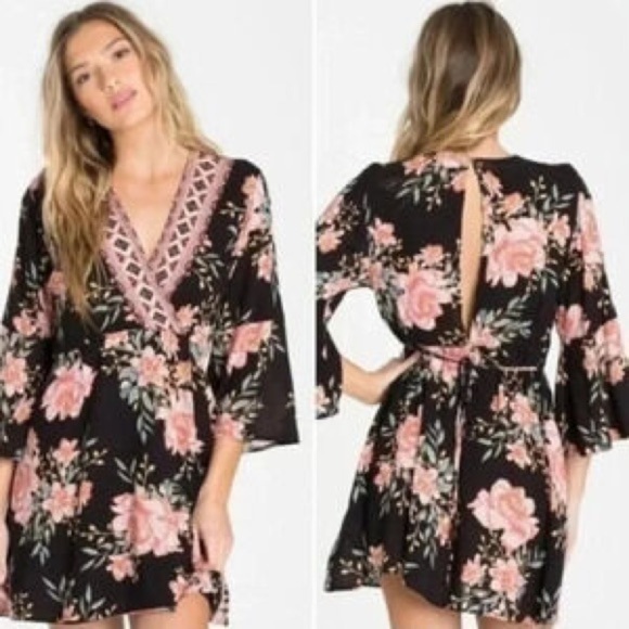 Billabong Dresses & Skirts - Billabong Black Floral Dress